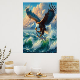 Poster Aigle majestueux se balançant pour attraper du poi