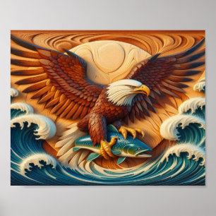 Poster Aigle majestueux serrant un poisson 10x8