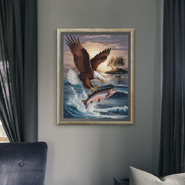 Poster Aigle Majestueux Tournant Au-Dessus De Prey (Créateur téléchargé)