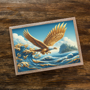 Poster Aigle Majestueux Tournant Au-Dessus D'Une Vague Pu