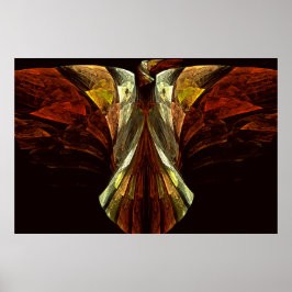 Poster Aigle paradisiaque d'or Fractal Art