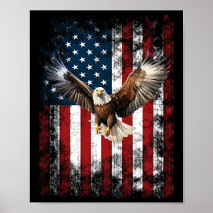 Poster Aigle Patriotique 4 Juillet Drapeau Américain USA