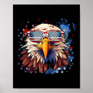 Poster Aigle Patriotique 4 Juillet Drapeau États-Unis Ind