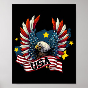 Poster Aigle patriotique 4 juillet États-Unis Drapeau amé
