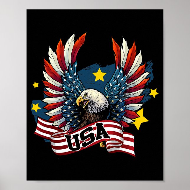 Poster Aigle patriotique 4 juillet États-Unis Drapeau amé (Devant)