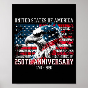 Poster Aigle Patriotique Drapeau Américain 250e Anniversa