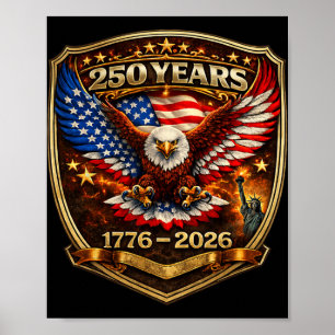Poster Aigle Patriotique Et Drapeau 250 Ans 1776-2026 250