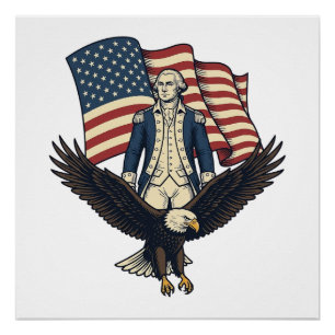 Poster Aigle Patriotique et Général Colonial Vintage Vect