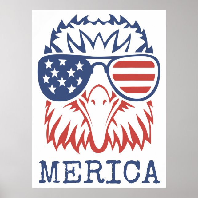 Poster Aigle patriotique Merica 4 juillet Drapeau américa (Devant)