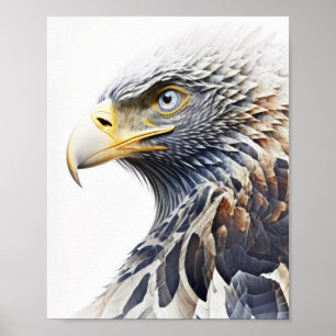 Poster Aigle Portrait animal Nature Peinture faunique