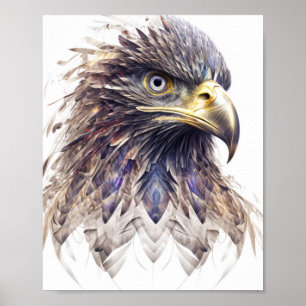 Poster Aigle Portrait animal Nature Peinture faunique