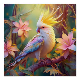 Poster Aile Iridescente Cockatiel Imaginaire Oiseau