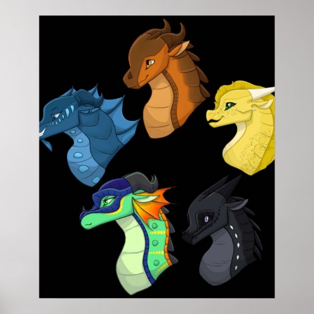 Poster Ailes Chibi de dragon feu classique (Devant)