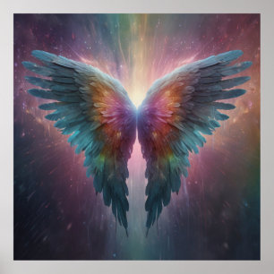 Poster *~*Ailes d'ange brillantes de néon cosmique AP78