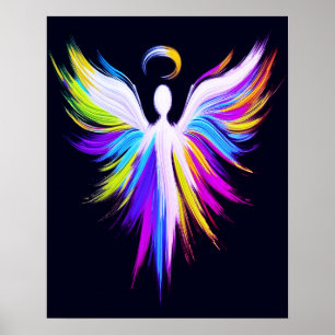 Poster Ailes d'ange d'art abstrait avec halo