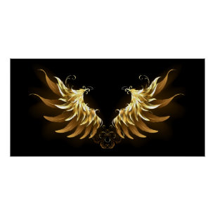 Poster Ailes d'Ange d'or sur arrière - plan noir