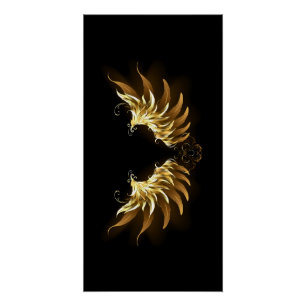 Poster Ailes d'Ange d'or sur arrière - plan noir