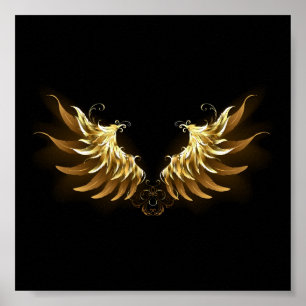 Poster Ailes d'Ange d'or sur arrière - plan noir