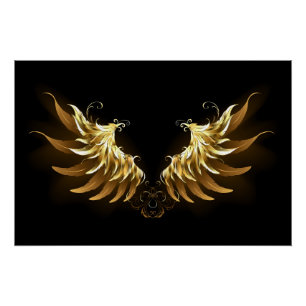Poster Ailes d'ange dorées sur fond noir