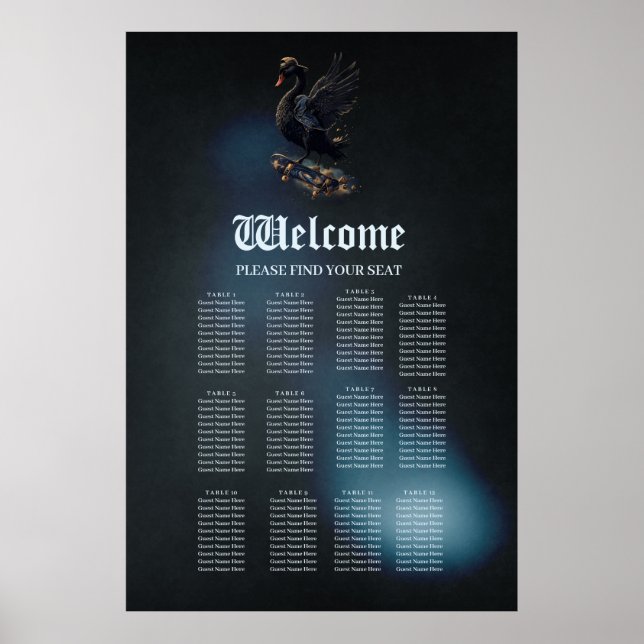 Poster Ailes de liberté le cygne noir sur le skateboard. (Devant)