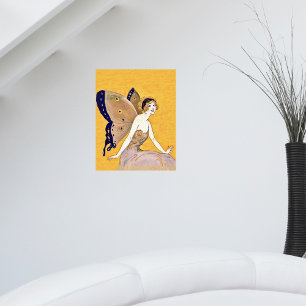 Poster Ailes de papillon vintage Fée blonde aux cheveux b