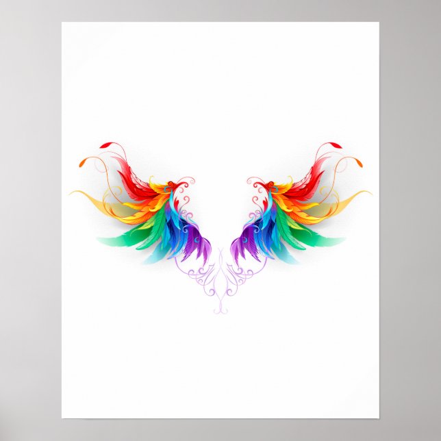 Poster Ailes fluffy arc-en-ciel (Devant)