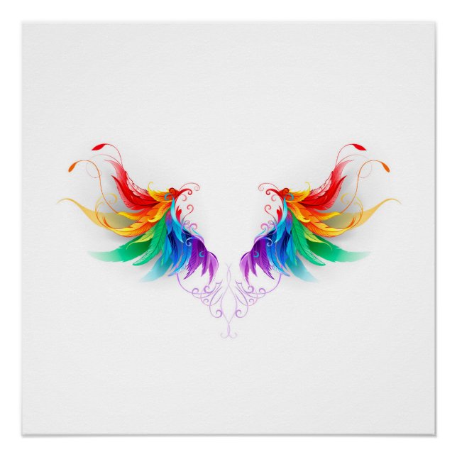 Poster Ailes fluffy arc-en-ciel (Devant)