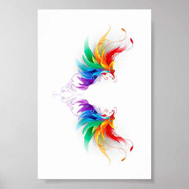 Poster Ailes fluffy arc-en-ciel (Devant)