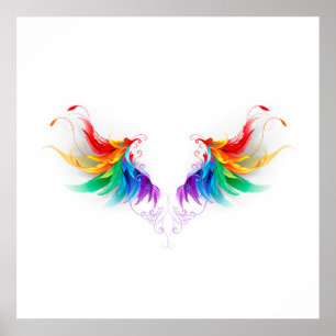 Poster Ailes fluffy arc-en-ciel