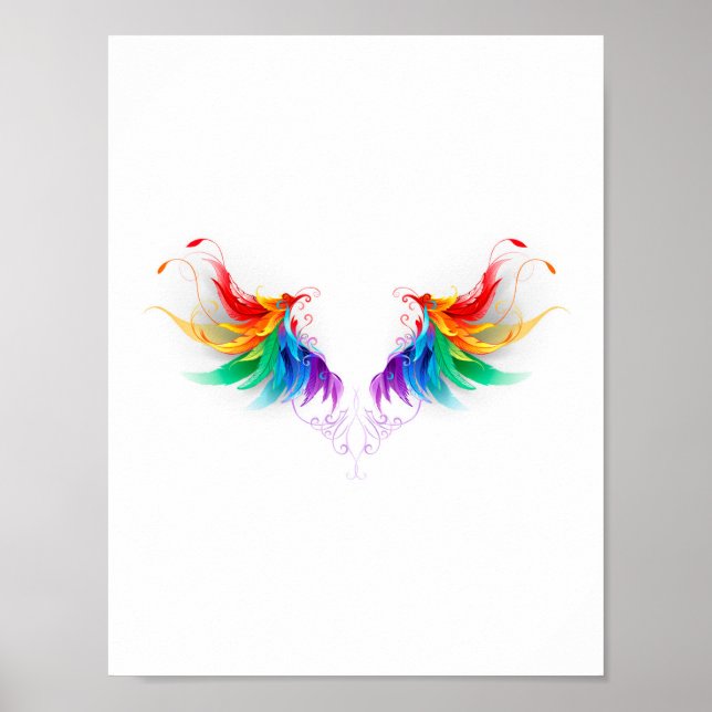 Poster Ailes fluffy arc-en-ciel (Devant)