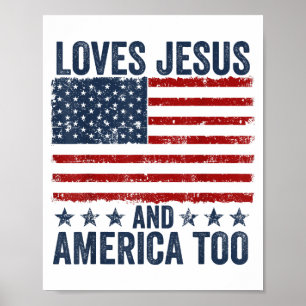 Poster Aime Jésus et l'Amérique Trop Dieu Chrétien 4ème d