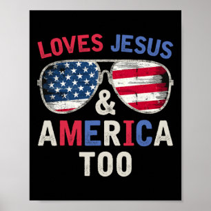 Poster Aime Jésus Et L'Amérique Trop Rétro Dieu Christian