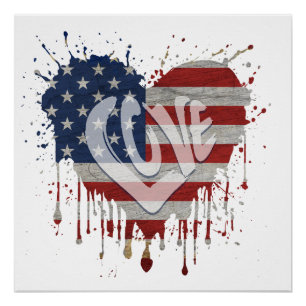 Poster Aime le drapeau américain