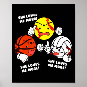 Poster Aime plus le t-shirt de softball basketball volley