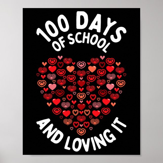 Poster Aimer 100 Jours d'école Mignonne Coeur Heureux 100 (Devant)