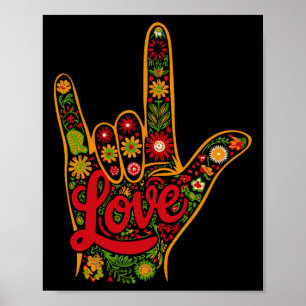 Poster Aimer Asl Sourde Melanin Africain-Américain Noir H