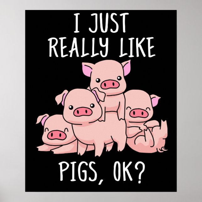 Poster Aimer Cochon Cadeau Femmes Cochon Cadeaux Porc Vin (Devant)