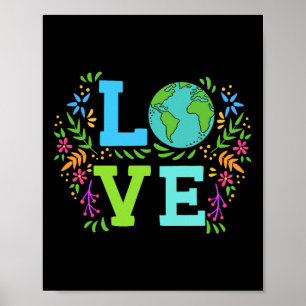 Poster Aimer La Terre Sauver La Planète Vintage Floral La
