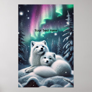 Poster Aimer Les Renards De L'Arctique Lumières Du Nord F