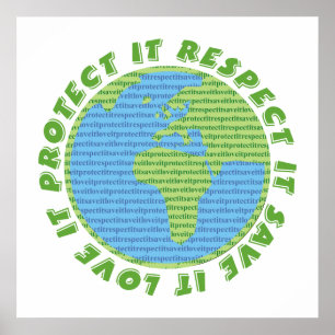 Poster Aimer, protéger, respecter, sauver la planète terr