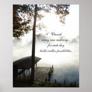 Poster Aimez chaque matin - lac brumeux