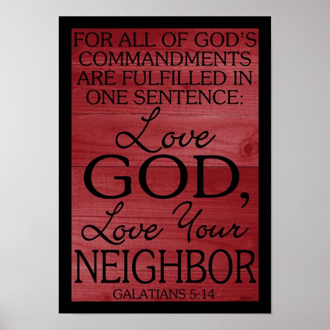 Poster Aimez Dieu, Aimez vos voisins Galates 5:14 (Devant)