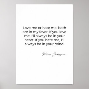Poster Aimez-moi ou détestez-moi – Art de citation minima