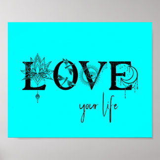 Poster Aimez votre vie Stars Lotus lune Soleil dragonflys