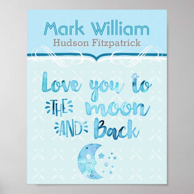 Poster Aimez-Vous À La Pépinière Bébé Bleu Lune (Devant)