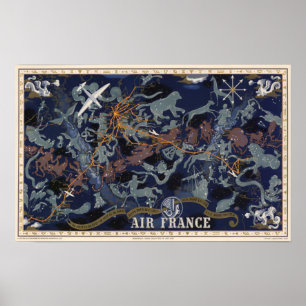 Poster Air France : De nuit et de jour dans tous les ciel