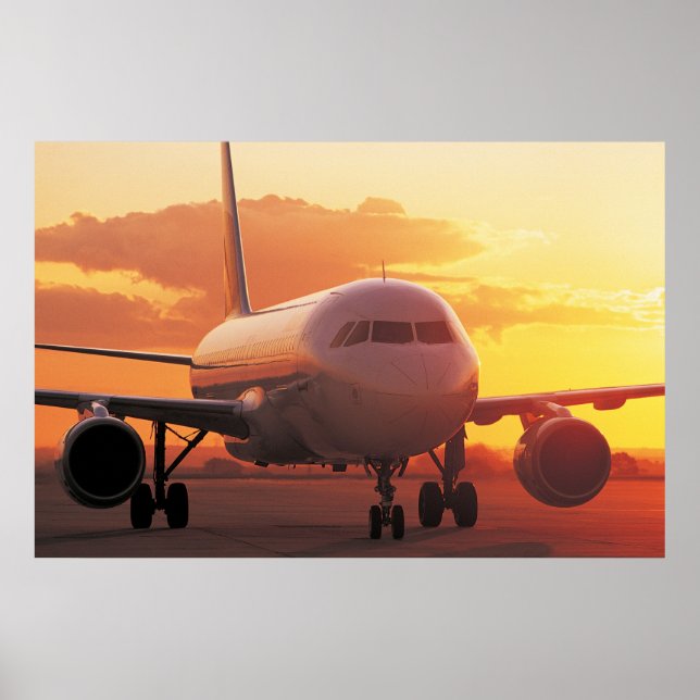 Poster Airbus A320 - Backing on Sunset (Devant)