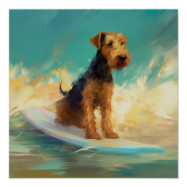Poster Airedale Beach Surf Peinture (Devant)