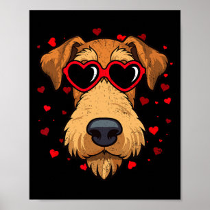 Poster Airedale Terrier Valentine Coeur Cute Amoureux de