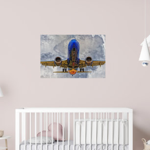 Poster Airliner en approche finale avec ciel très nuageux